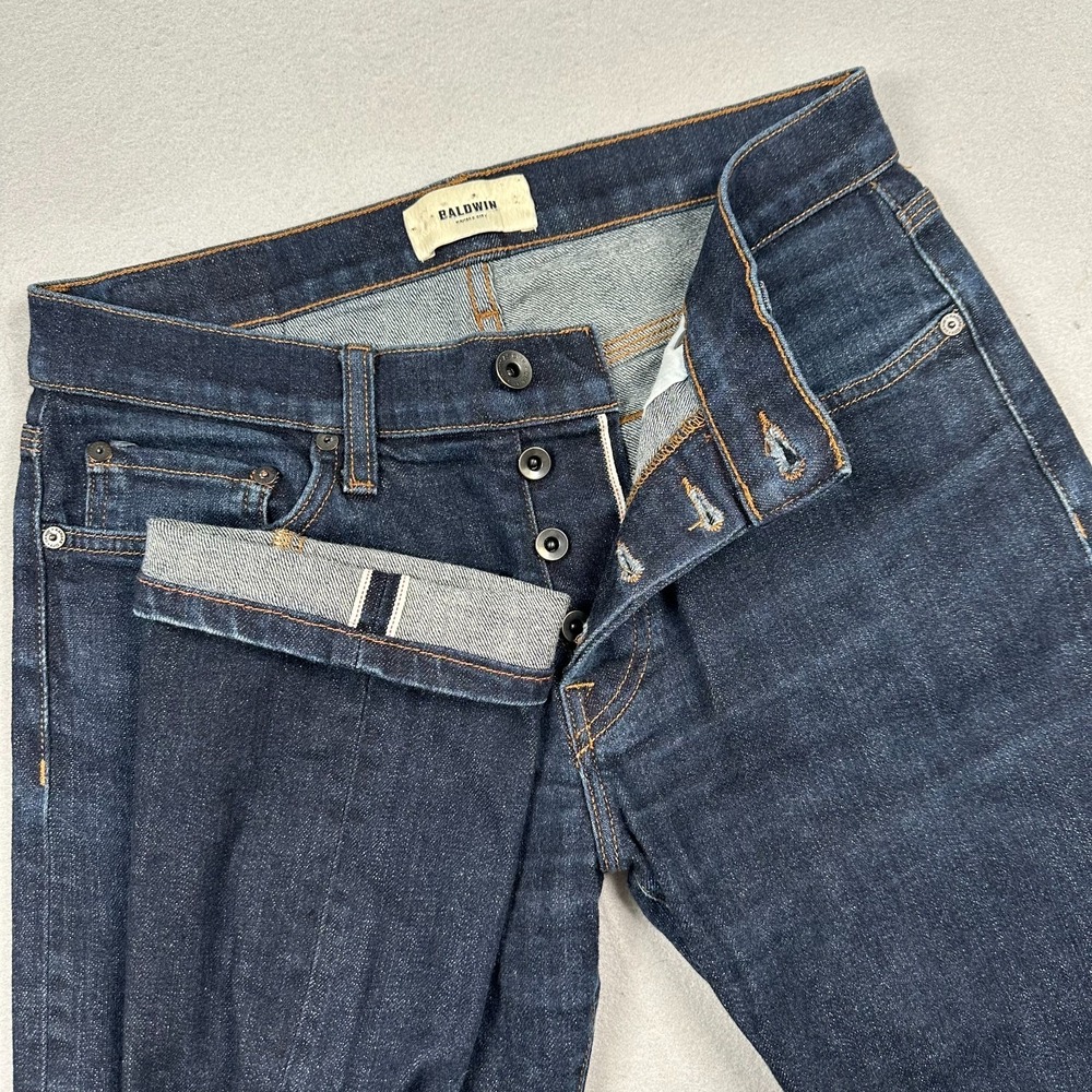 Baldwin Henley Slim Straight Selvedge Jeans Men's 30 Indigo Raw Button Fly USA